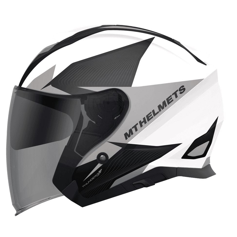 Otvorena motociklistička kaciga MT Thunder SV Jet Wing bijelo-siva