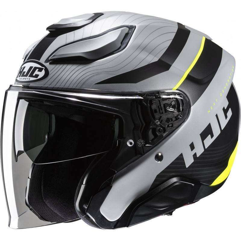 Otvorena motociklistička kaciga HJC F31 Naby MC3HSF sivo-crno-fluo žuta