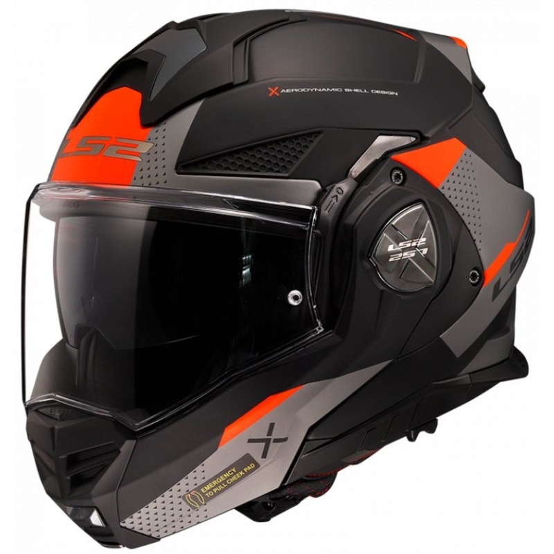 LS2 FF901 Advant X Oblivion preklopna motociklistička kaciga crna-crvena-titan - II. kvaliteta