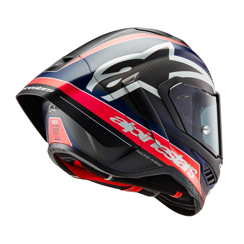 Integralna motociklistička kaciga Alpinestars Supertech R-10 Team karbonska fluo crveno-plavo-bijela mat