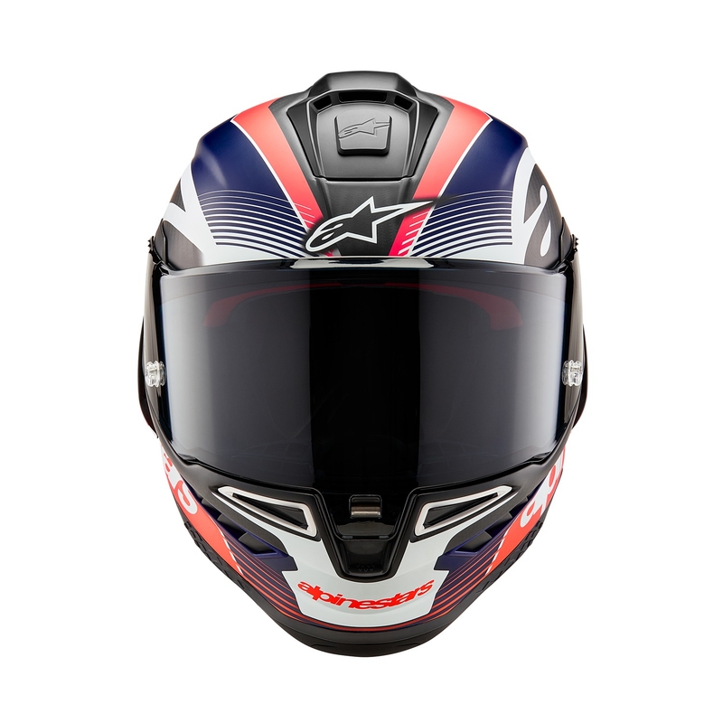 Integralna motociklistička kaciga Alpinestars Supertech R-10 Team karbonska fluo crveno-plavo-bijela mat