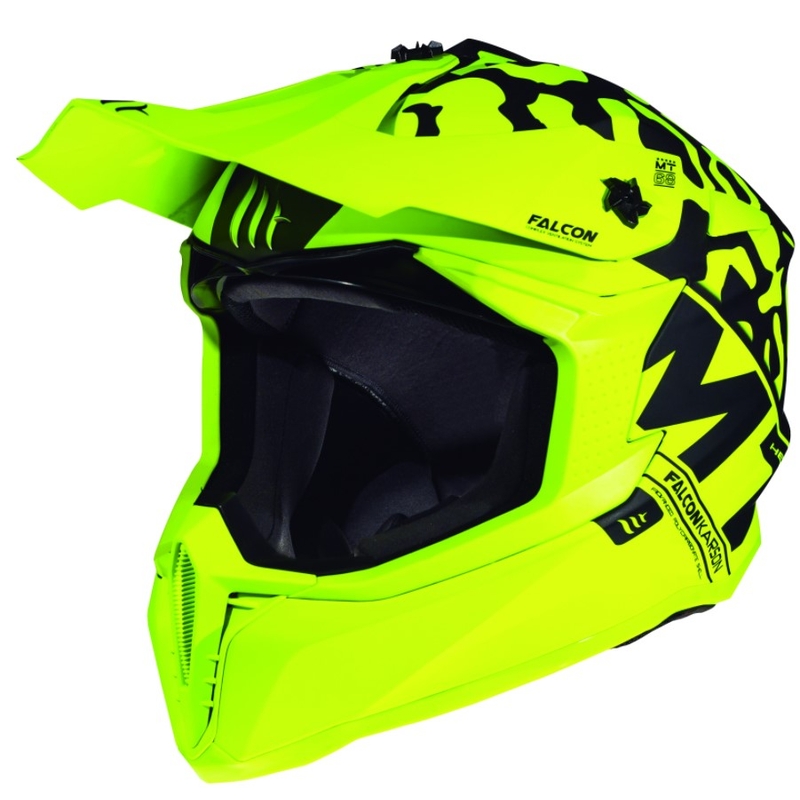 Motocross kaciga MT Falcon Karson fluo žuta mat
