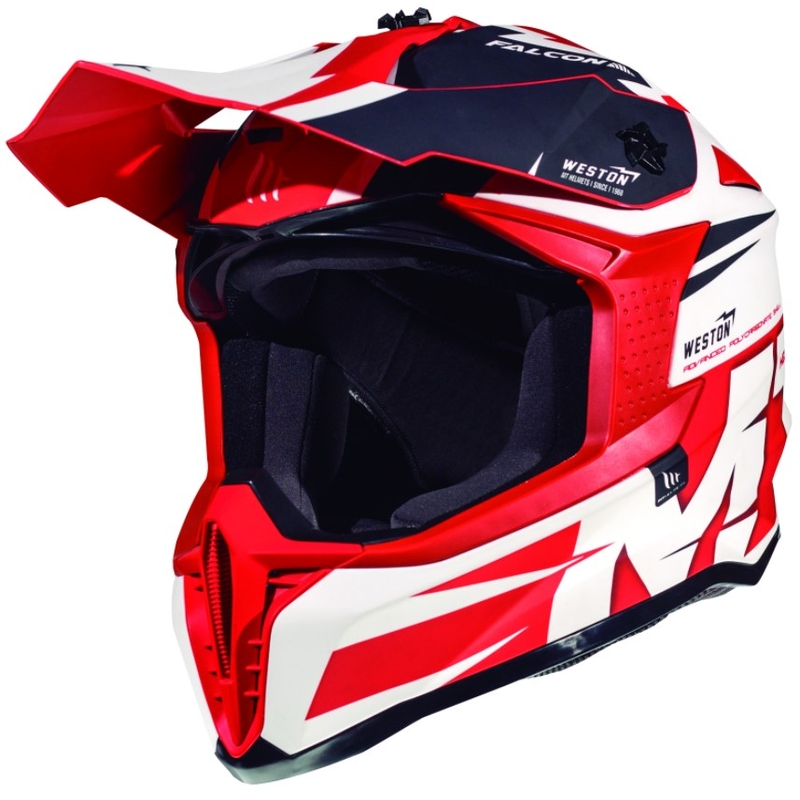 Motocross kaciga MT Falcon Weston bijelo-crvena