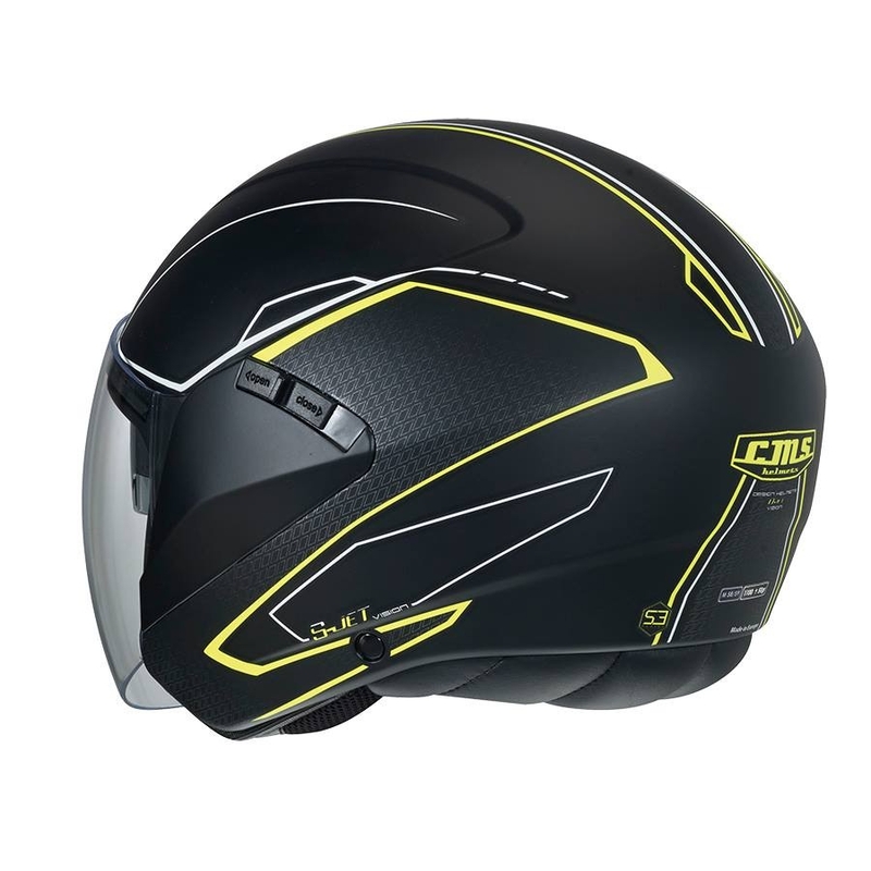 Otvorena motociklistička kaciga CMS S-JET Vision crno-fluo žuta