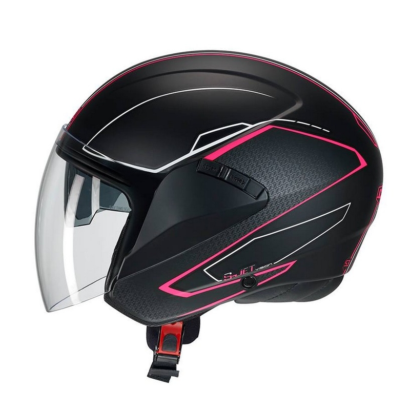 Otvorena motociklistička kaciga CMS S-JET Vision crna-fuksija