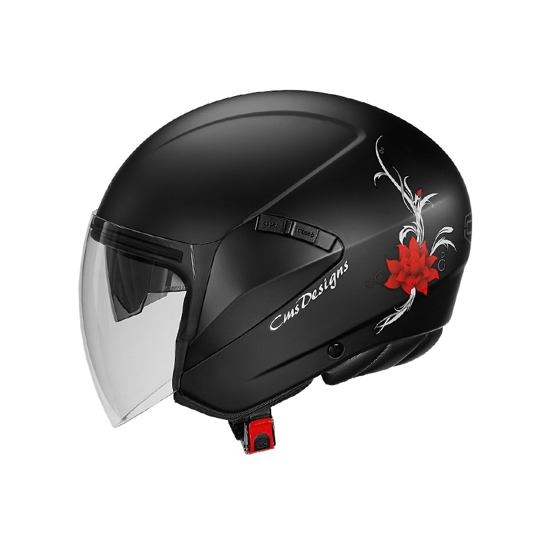 Otvorena motociklistička kaciga CMS S-JET Rose crno-crvena