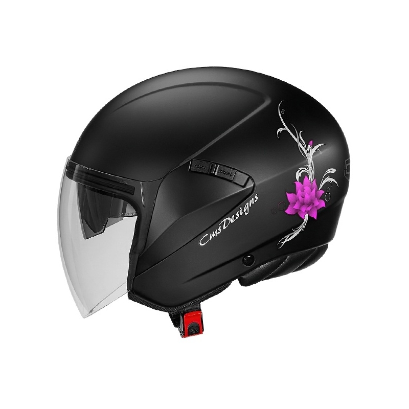 Otvorena motociklistička kaciga CMS S-JET Rose crno-ružičasta