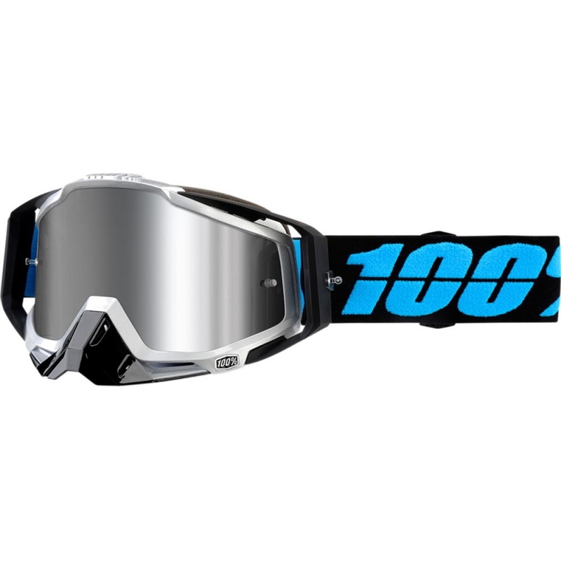 Zaštitne naočale 100% Racecraft PLUS Daffed crno-tirkizne (srebrni pleksiglas)