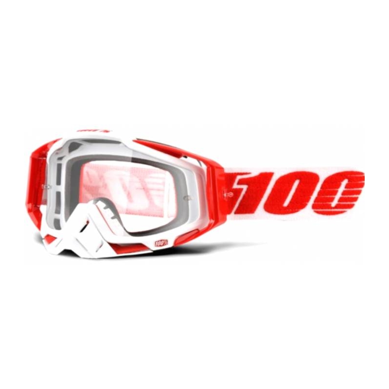 Zaštitne naočale 100% Racecraft Bilal crveno-bijele (prozirni pleksiglas)