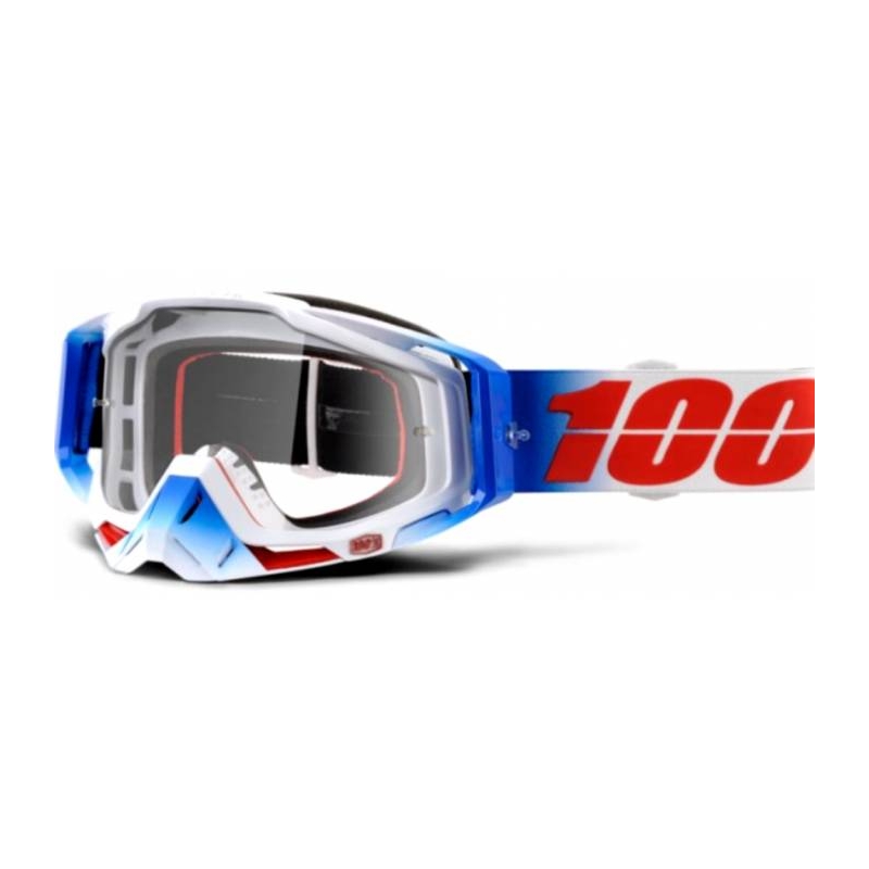 Zaštitne naočale 100% Racecraft Fourth plavo-bijelo-crvene (prozirni pleksiglas)
