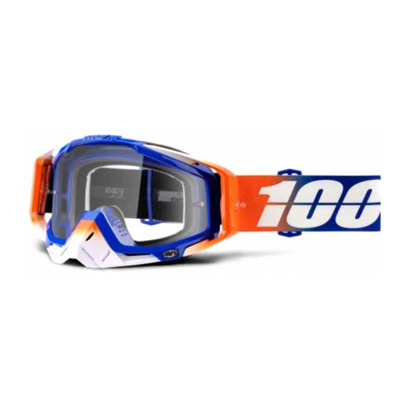 Zaštitne naočale 100% Racecraft Roxburry plavo-bijelo-narančaste (prozirni pleksiglas)