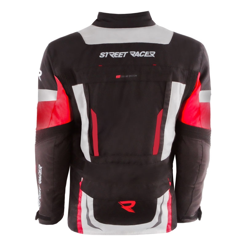 Motociklistička jakna Street Racer Hilax crno-sivo-crvena