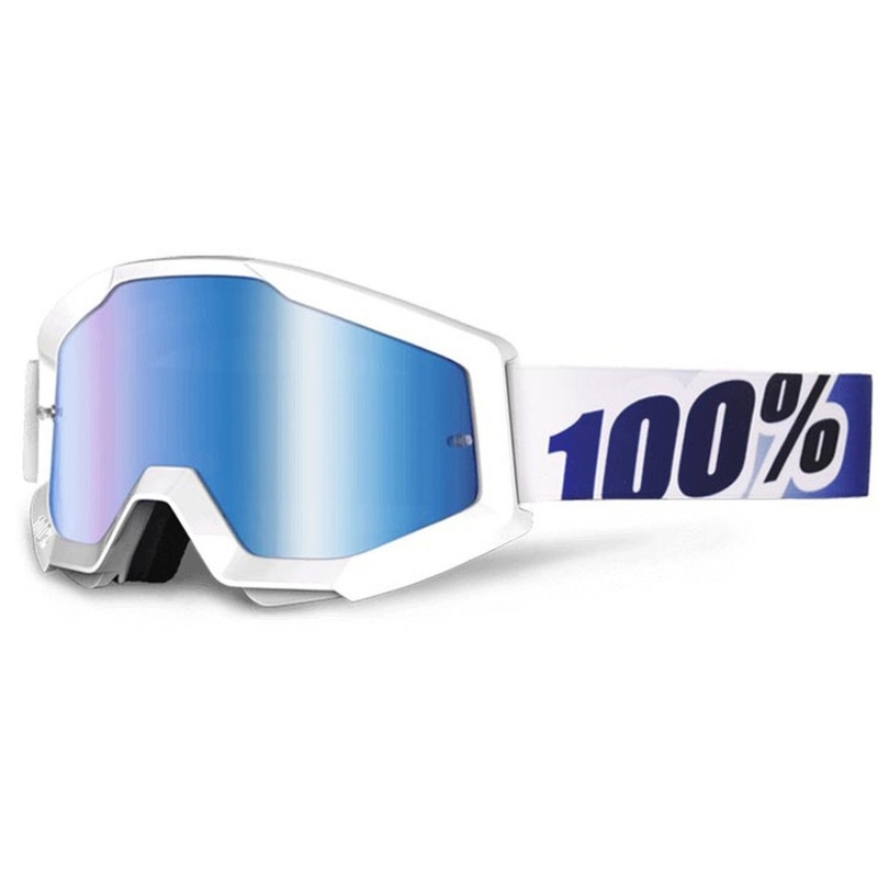 100% Strata Equinox bijele naočale (plavi kromirani pleksiglas s nitnama od tinjca)
