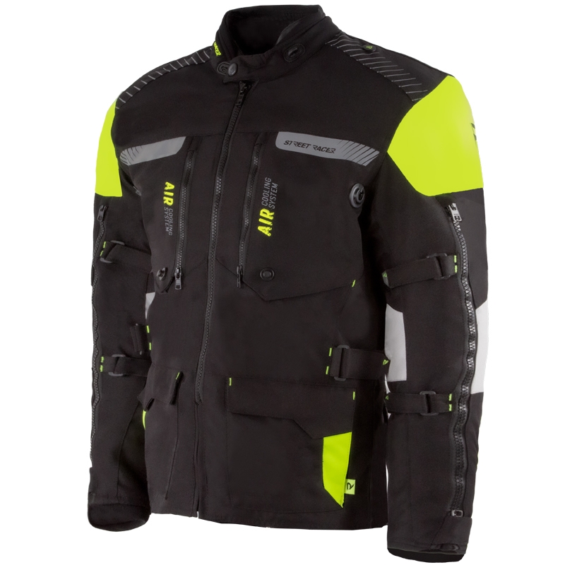 Street Racer motociklistička jakna za sva godišnja doba, crno-fluo žuta