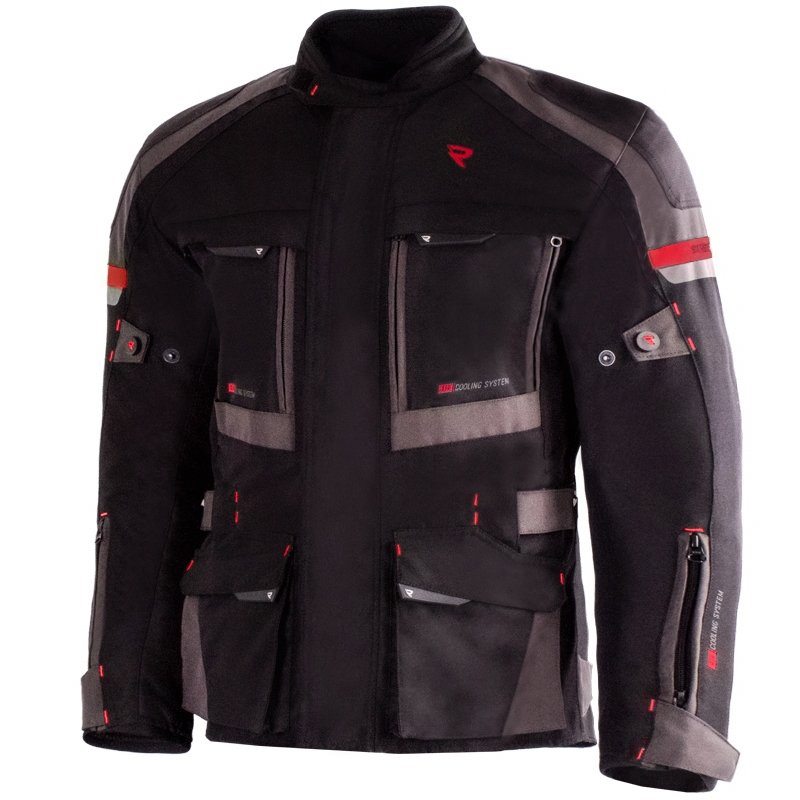 Motociklistička jakna Street Racer Rocket crno-sivo-crvena