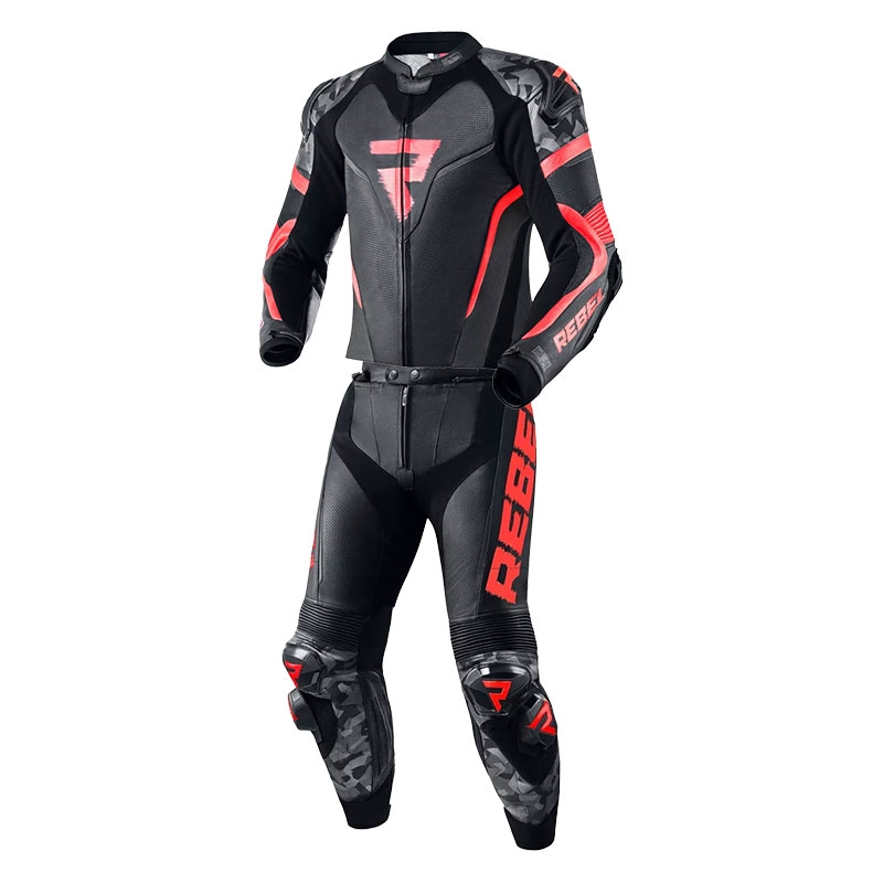 Motorističko odijelo Rebelhorn Rebel fluo crveno-crno