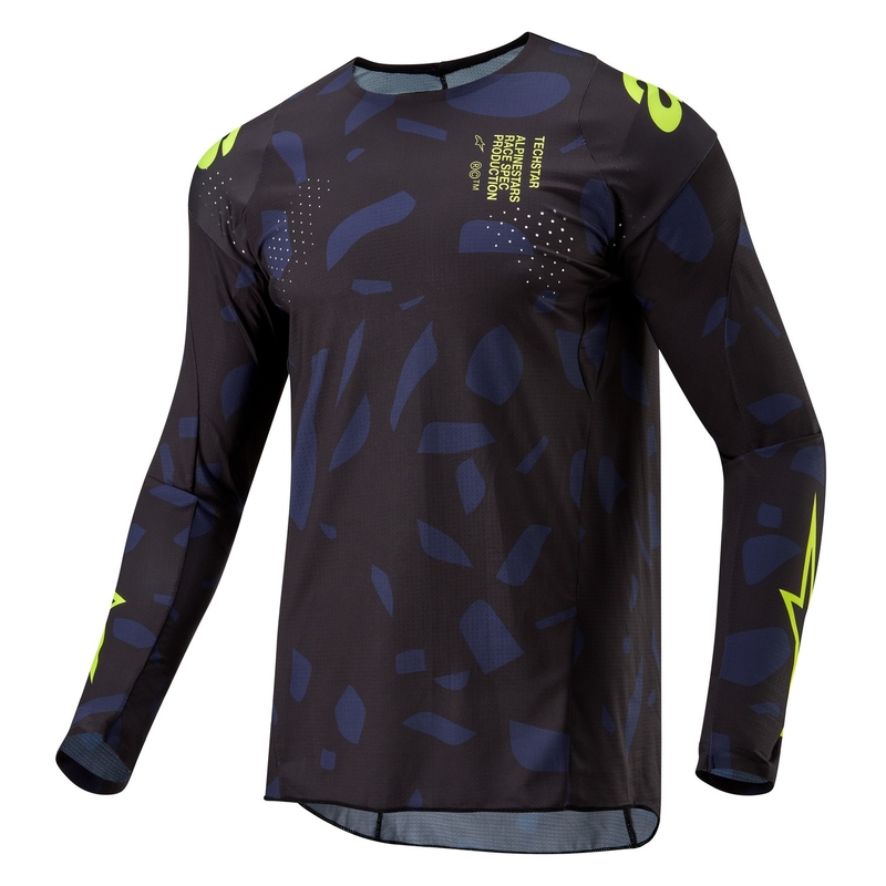 Alpinestars Techstar Rantera motokros majica crno-plavo-fluo žuta