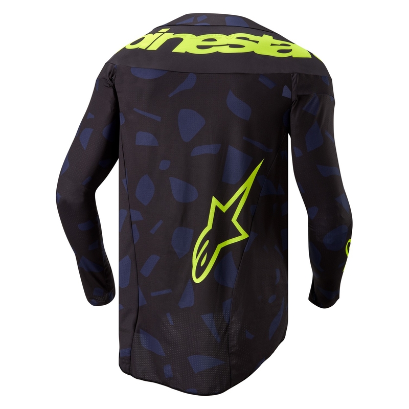 Alpinestars Techstar Rantera motokros majica crno-plavo-fluo žuta