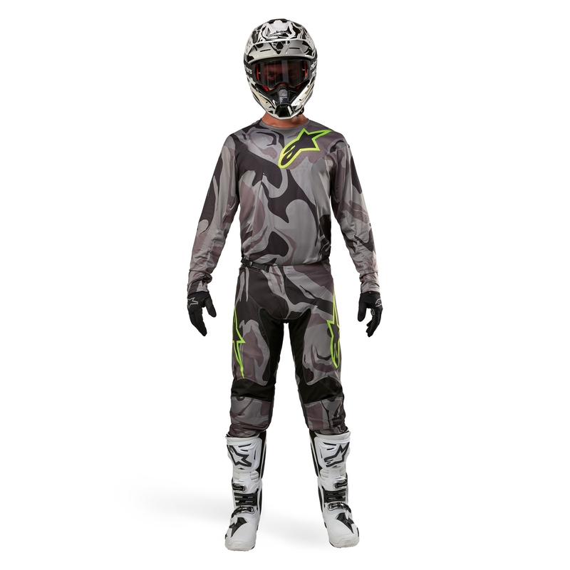 Alpinestars Racer Tactical motocross hlače sive camo-fluo žuto-crne