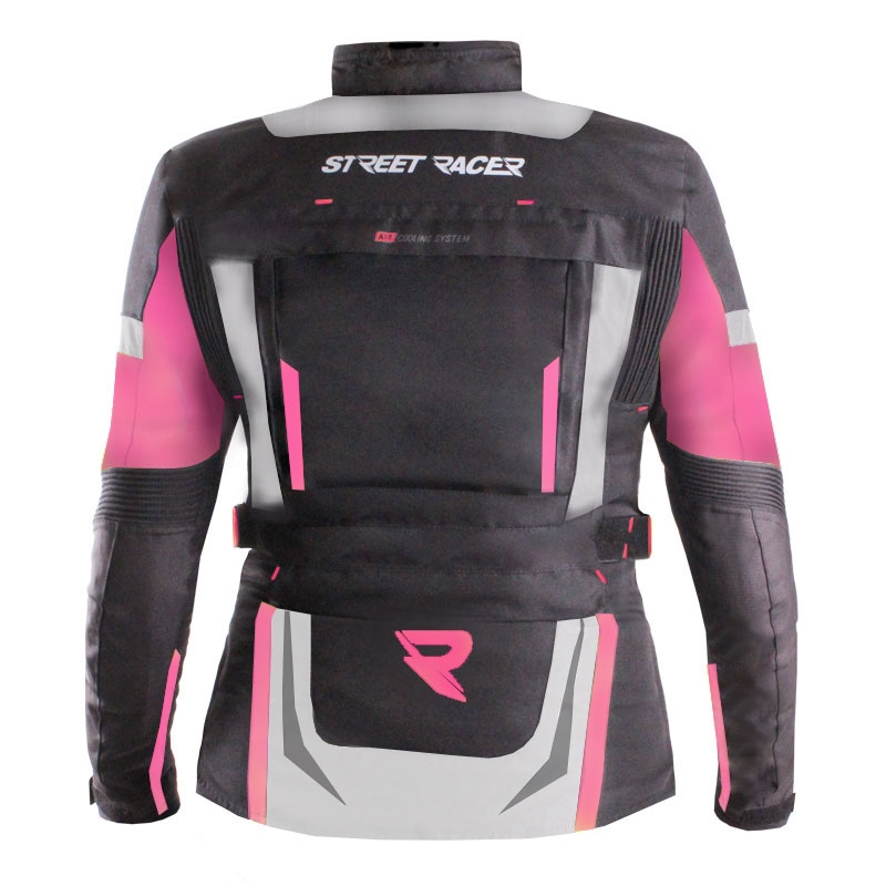 Ženska motociklistička jakna Street Racer Hilax crno-sivo-roza