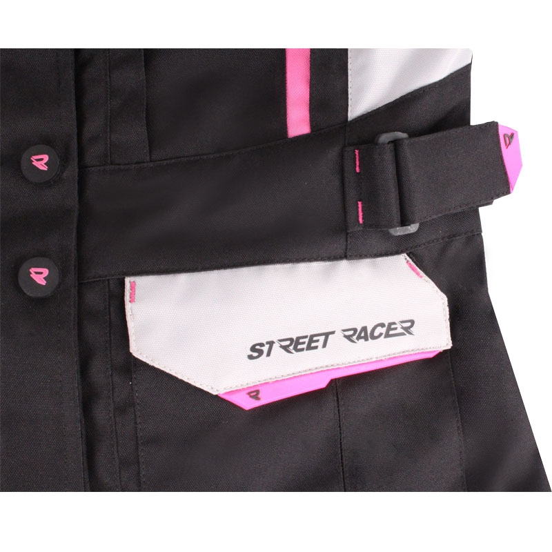Ženska motociklistička jakna Street Racer Hilax crno-sivo-roza