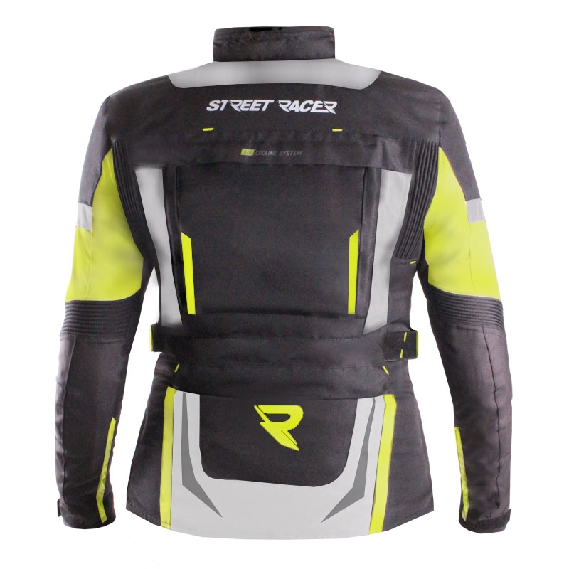 Ženska moto jakna Street Racer Hilax crno-sivo-fluo žuta