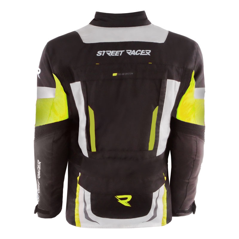 Motociklistička jakna Street Racer Hilax crno-sivo-fluo žuta