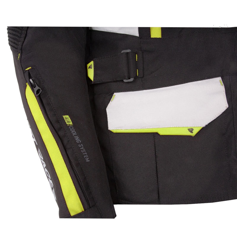 Motociklistička jakna Street Racer Hilax crno-sivo-fluo žuta