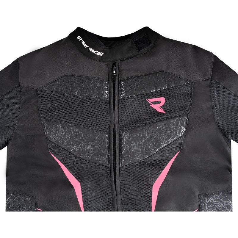 Ženska motoristička jakna Street Racer Rose Air crno-roza