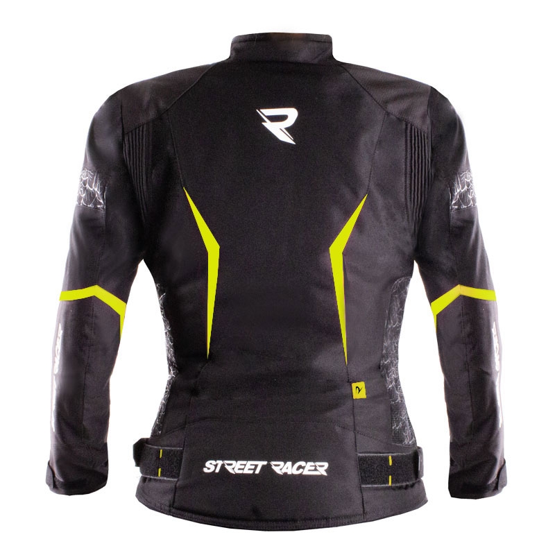 Ženska motoristička jakna Street Racer Rose Air crno-fluo žuta