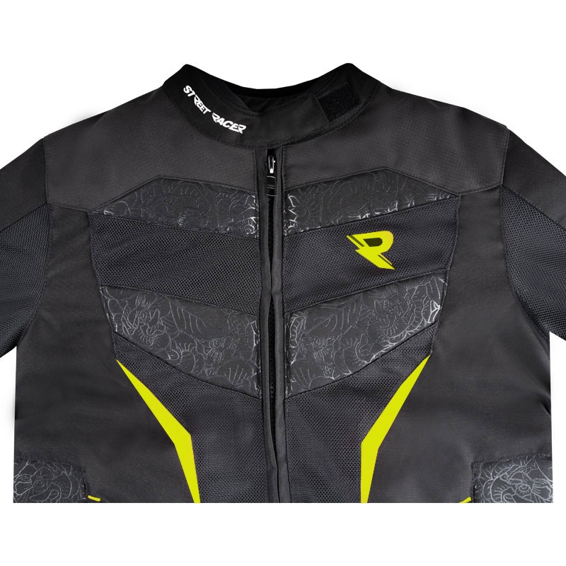 Ženska motoristička jakna Street Racer Rose Air crno-fluo žuta