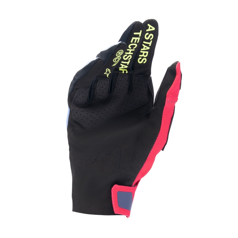 Alpinestars Techstar motokros rukavice svijetlo plavo-crveno-žute fluo-crne