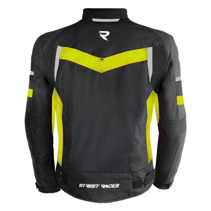 Motociklistička jakna Street Racer Evans Air crno-fluo žuta