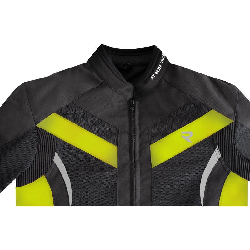 Motociklistička jakna Street Racer Evans Air crno-fluo žuta