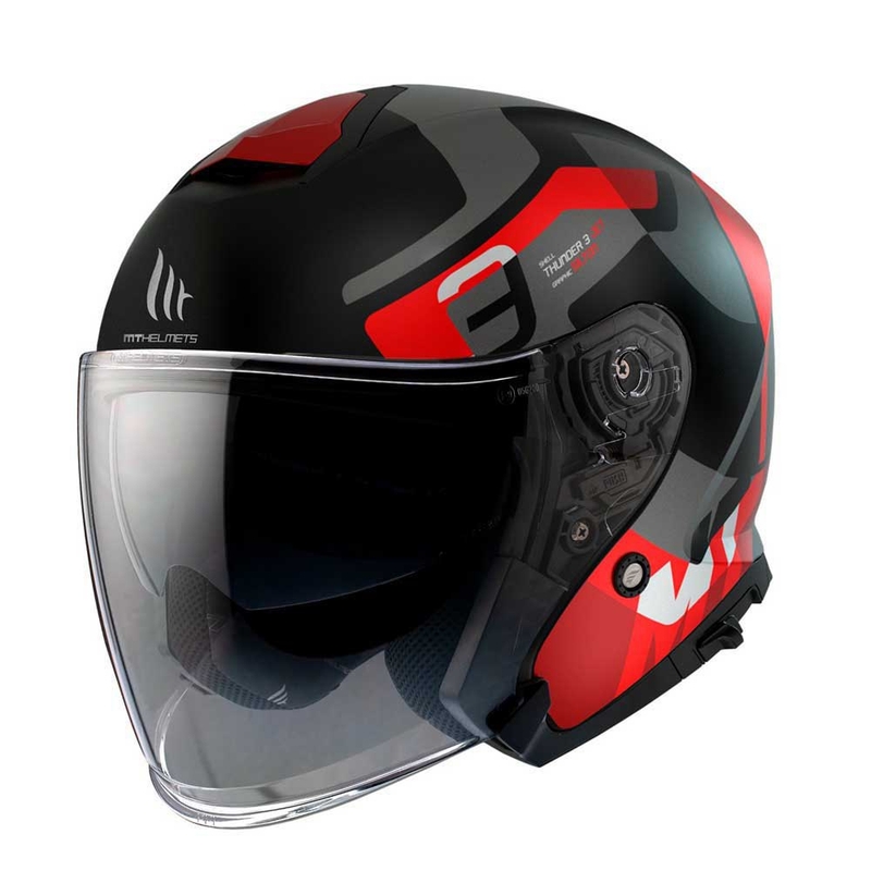 Otvorena motociklistička kaciga MT Thunder 3 SV Jet Silton B5 crno-sivo-crvena rasprodaja