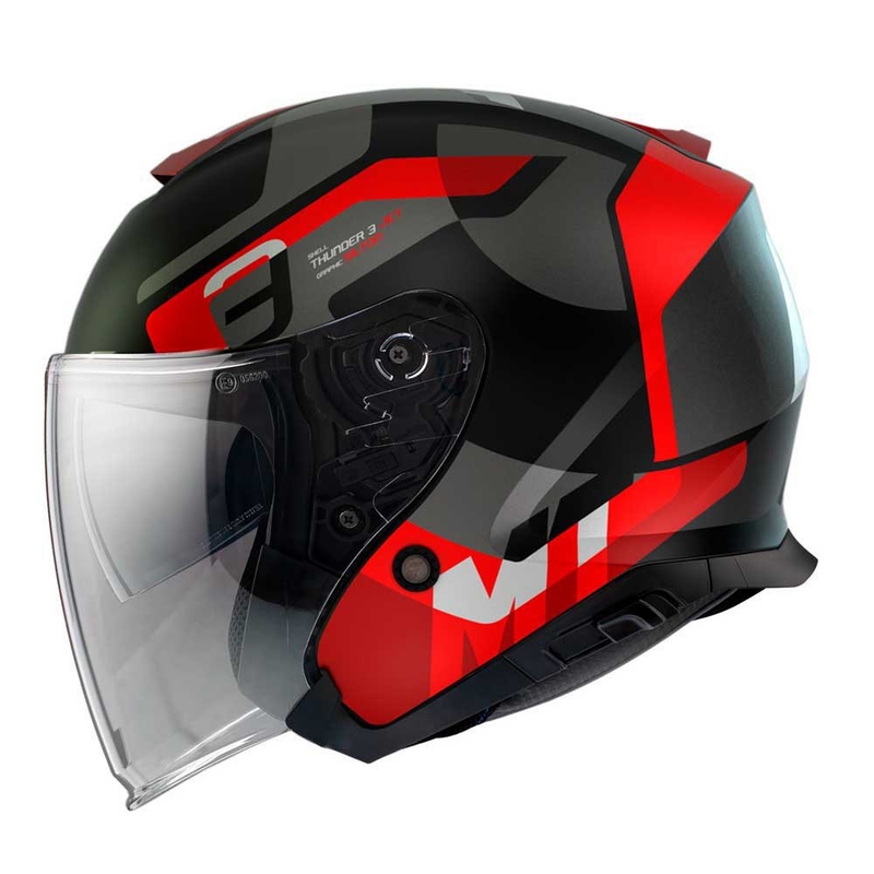 Otvorena motociklistička kaciga MT Thunder 3 SV Jet Silton B5 crno-sivo-crvena rasprodaja