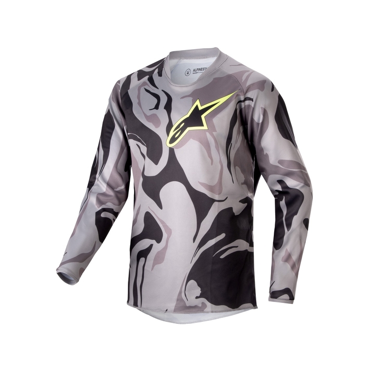 Alpinestars Racer Tactical 2024 dječja motocross majica Chestnut Camo-Fluo žuto-crna