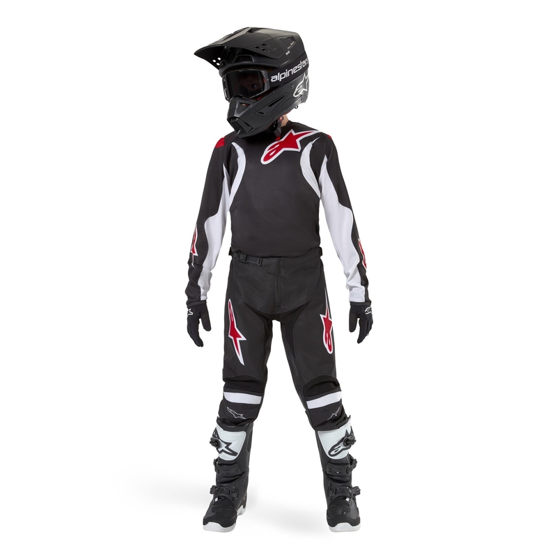 Dječja motokros majica Alpinestars Racer Lucent 2024 crno-bijelo-crvena