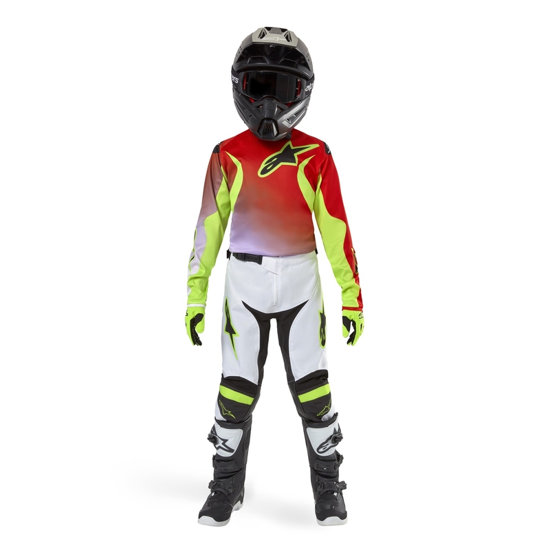 Alpinestars Racer Lucent 2024 dječja motocross majica bijela-crna-fluo žuta