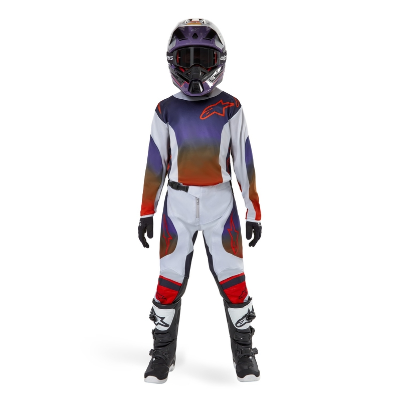 Alpinestars Racer Hoen 2024 dječja motocross majica sivo-plavo-narančasta