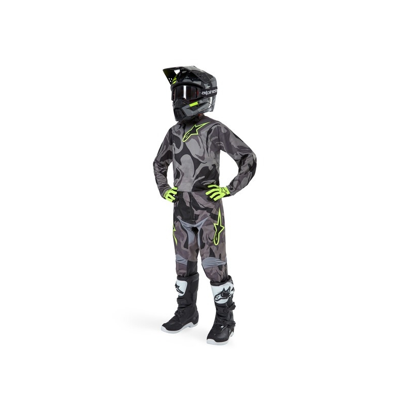 Alpinestars Racer Tactical 2024 dječje motocross hlače sive Camo-Fluo žuto-crne