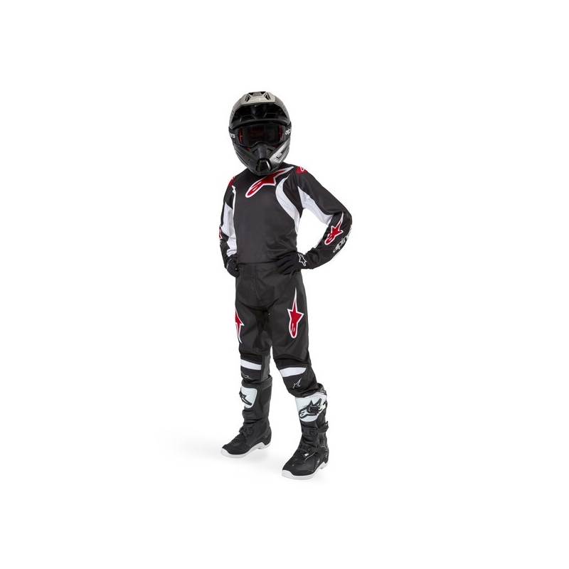 Dječje motocross hlače Alpinestars Racer Lucent crno-bijelo-crvene