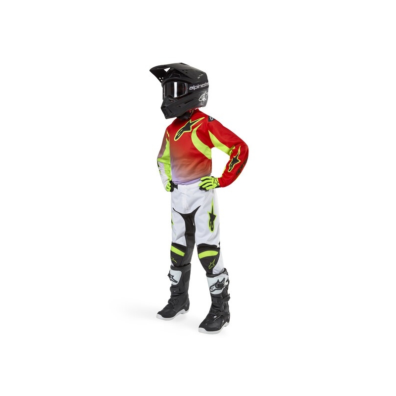 Dječje motokros hlače Alpinestars Racer Lucent Bijelo-crno-Fluto žute