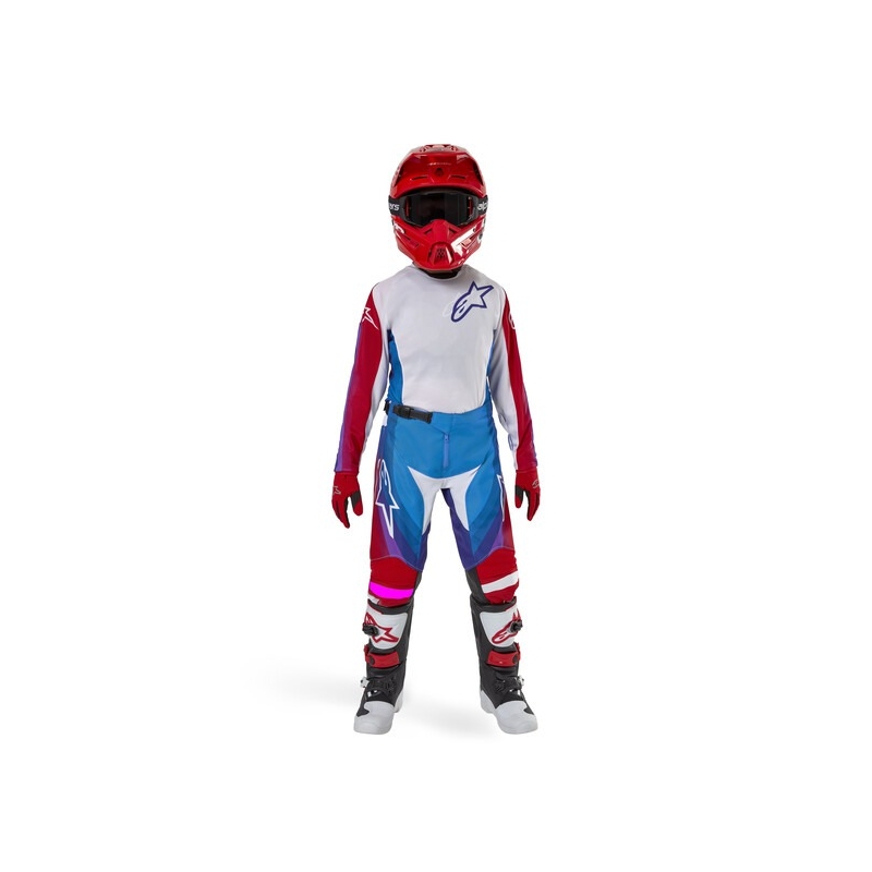 Dječje motocross hlače Alpinestars Racer Pneuma 2024 bijelo-plavo-crvene
