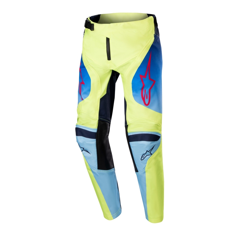 Alpinestars Racer Hoen dječje motocross hlače fluo žuto-plavo-crvene