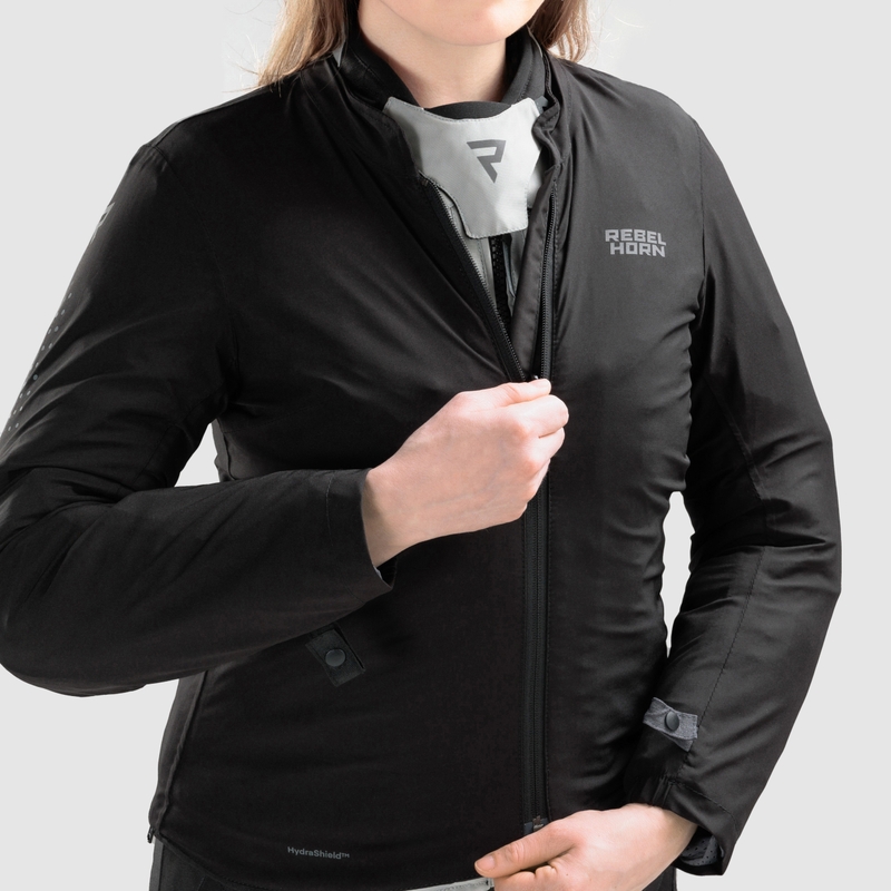Ženska motociklistička jakna Rebelhorn Hiker IV crno-sivo-fluo žuta