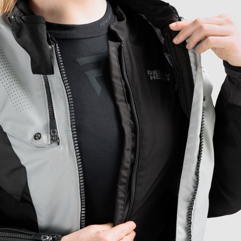 Ženska motociklistička jakna Rebelhorn Hiker IV crno-sivo-fluo žuta
