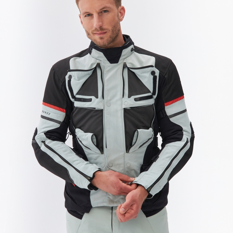 Motociklistička jakna Rebelhorn Range sivo-crno-crvena