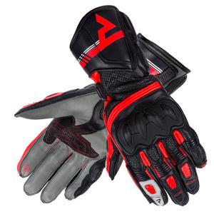 Ženske motorističke rukavice Rebelhorn ST Duge crno-sive-fluo crvene