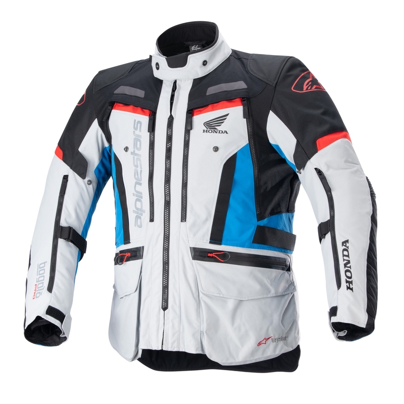 Alpinestars Bogota PRO Drystar Honda motociklistička jakna svijetlosiva-fluo crvena-plavo-crna